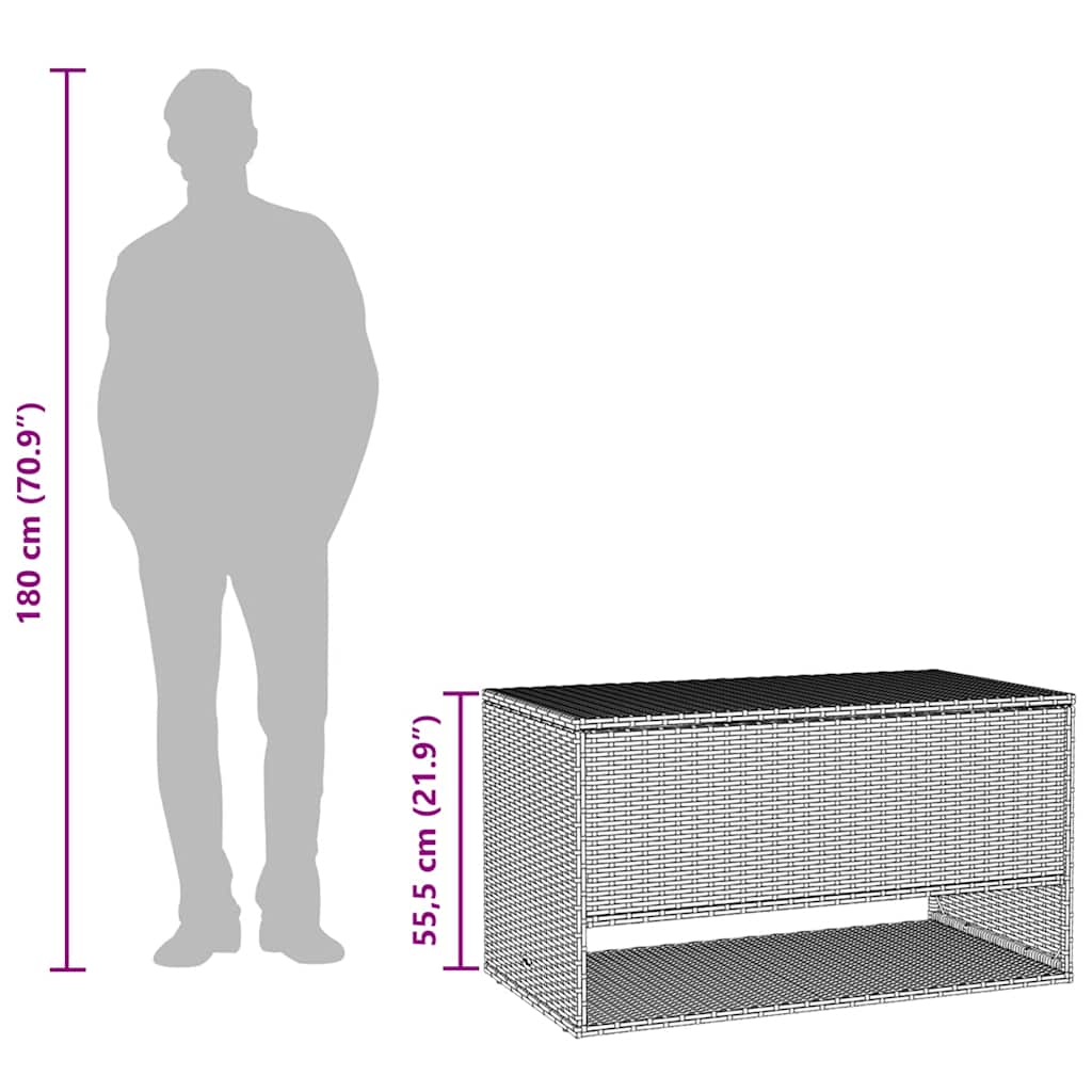 udendørs hyndeboks 100x55x55,5 cm polyrattan brun