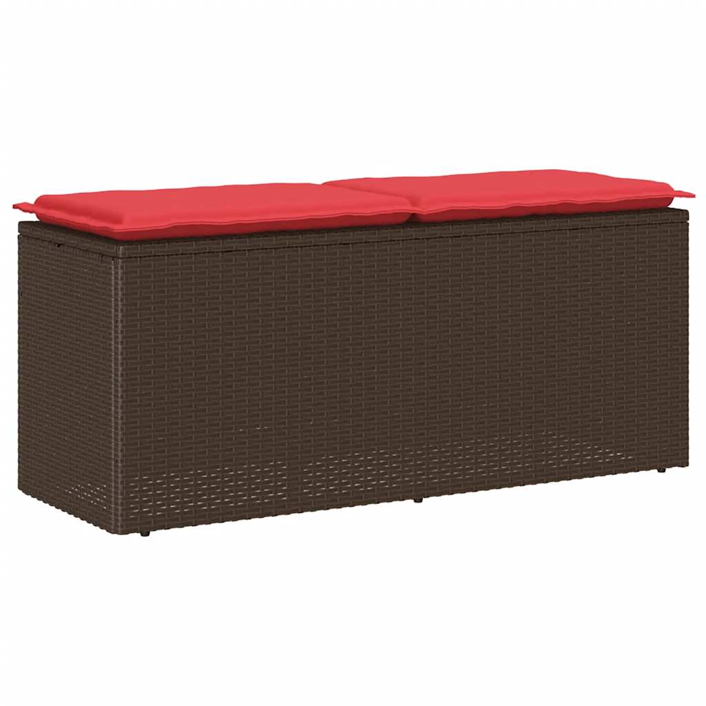 havebænk med hynde 110x40x44 cm polyrattan brun