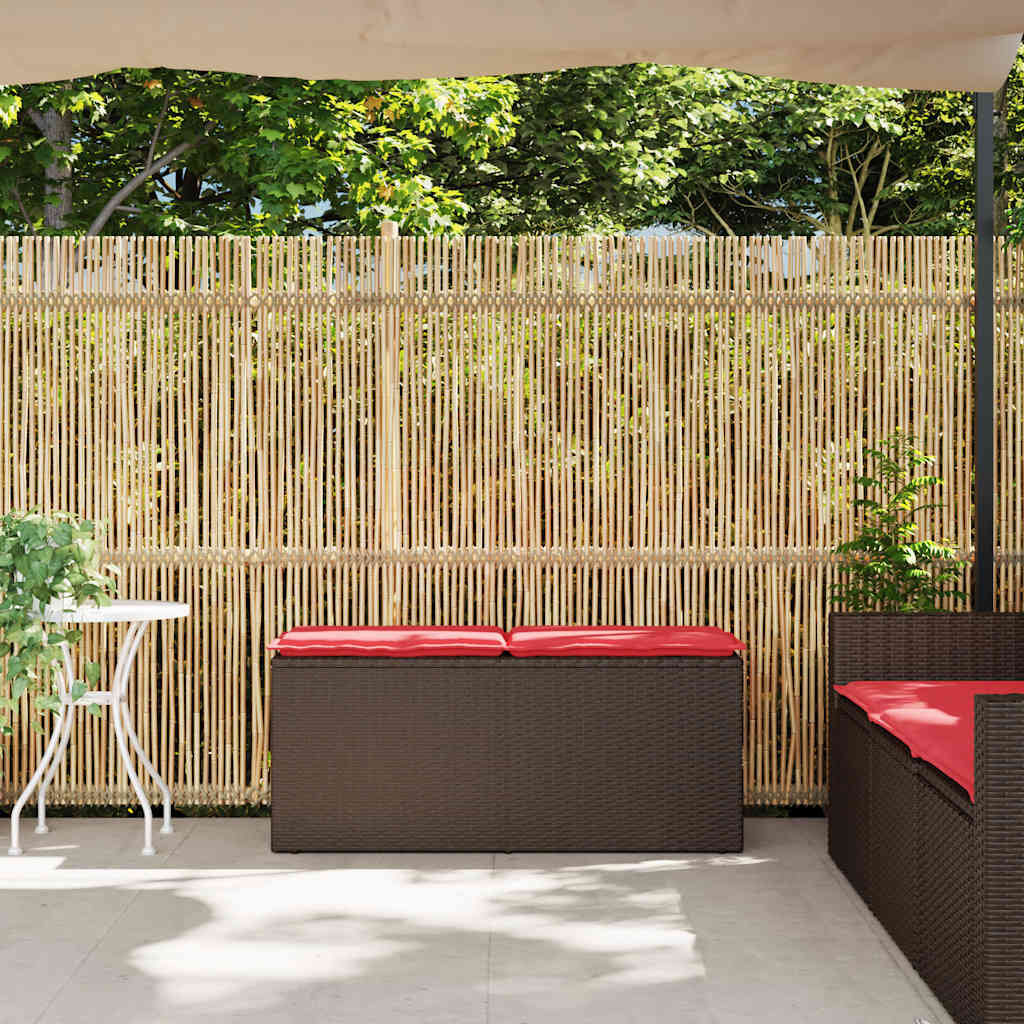 havebænk med hynde 110x40x44 cm polyrattan brun