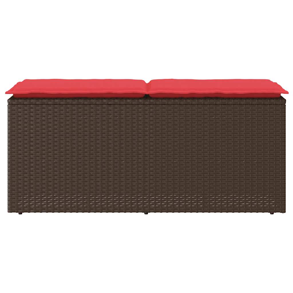 havebænk med hynde 110x40x44 cm polyrattan brun