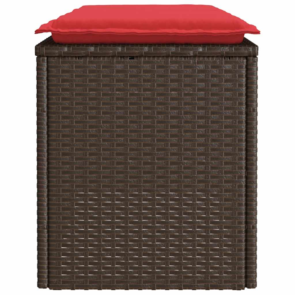 havebænk med hynde 110x40x44 cm polyrattan brun