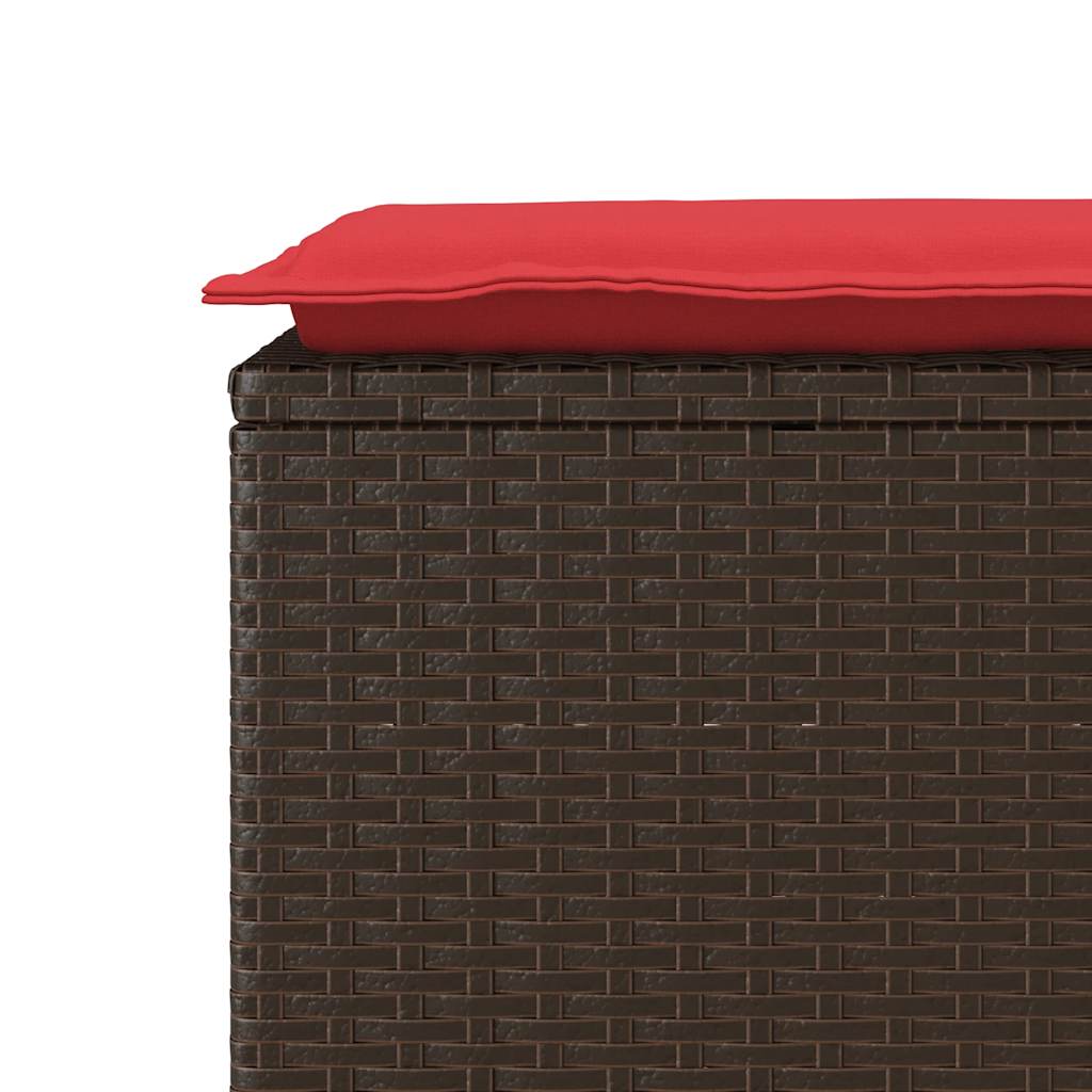 havebænk med hynde 110x40x44 cm polyrattan brun