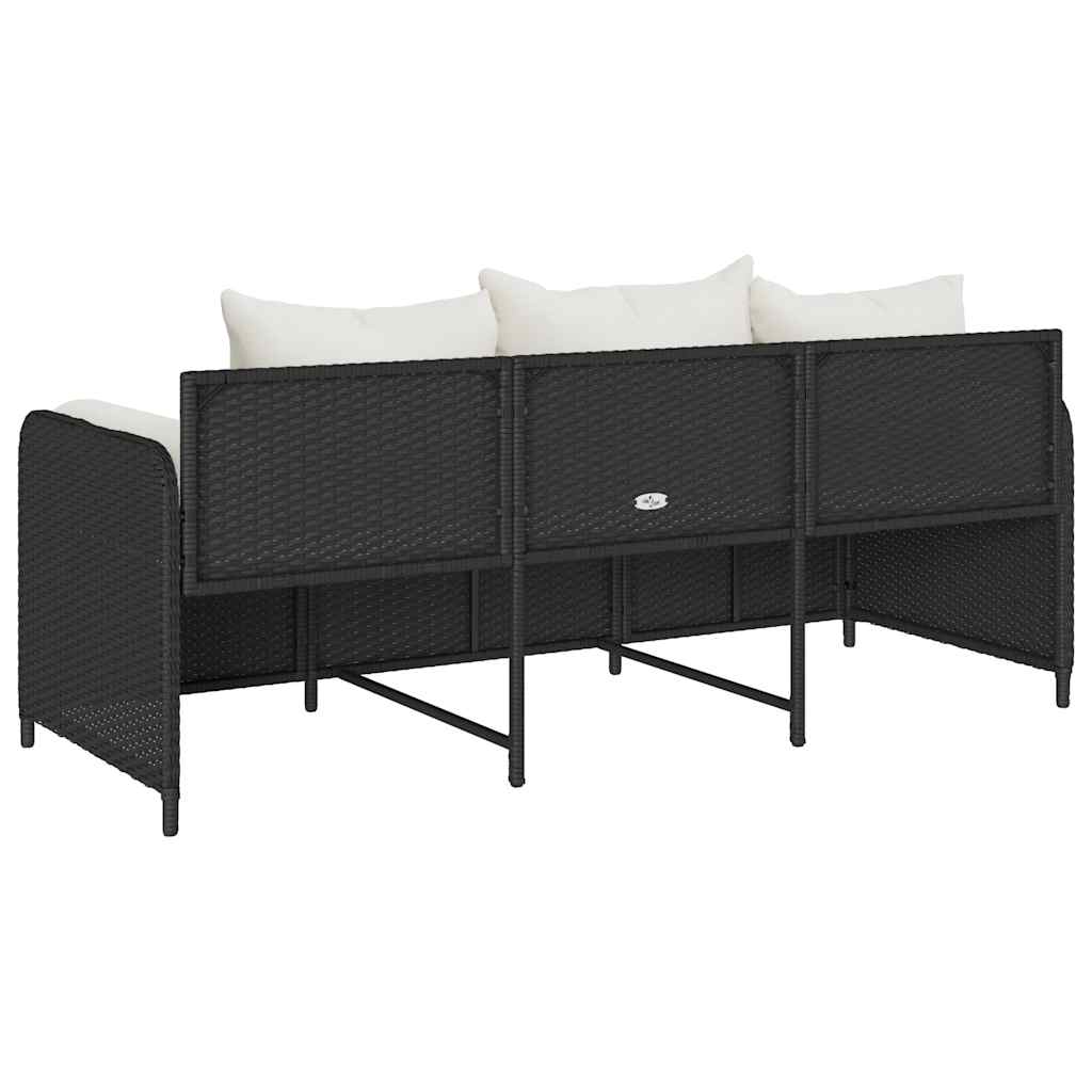 3-personers havesofa med hynder polyrattan sort