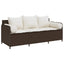 3-personers havesofa med hynder polyrattan brun