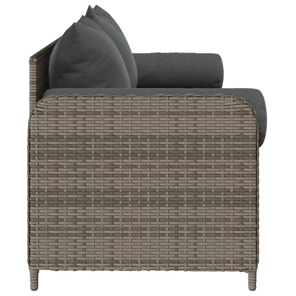3-personers havesofa med hynder polyrattan grå
