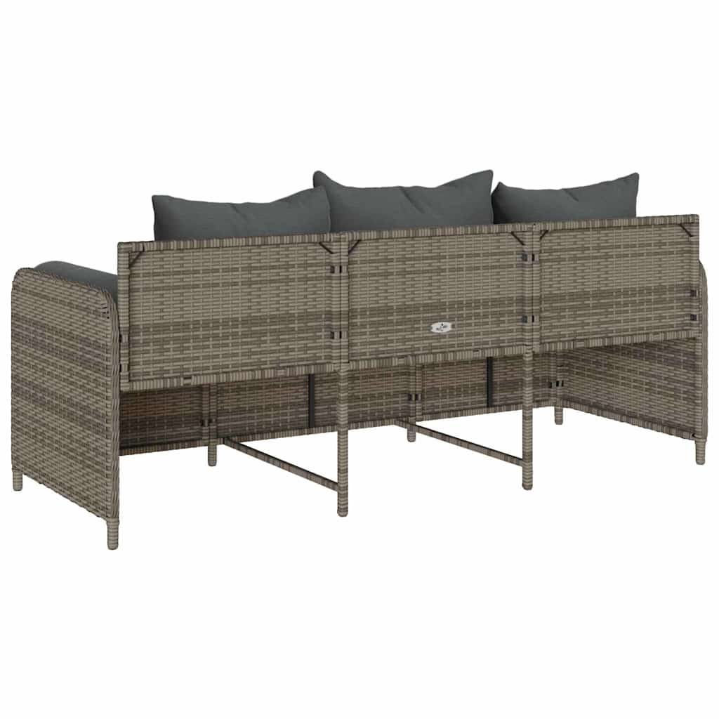 3-personers havesofa med hynder polyrattan grå