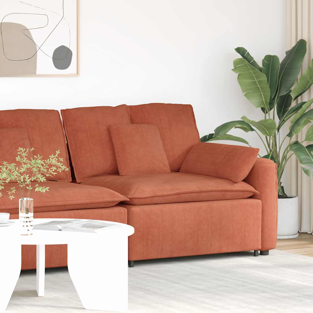 modulopbygget sofaarmlænsendemodul med hynder 100 cm rød orange