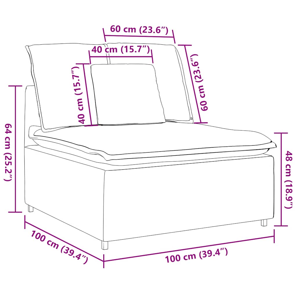 modulopbygget sofacentermodul med hynder 100 cm jeansblå