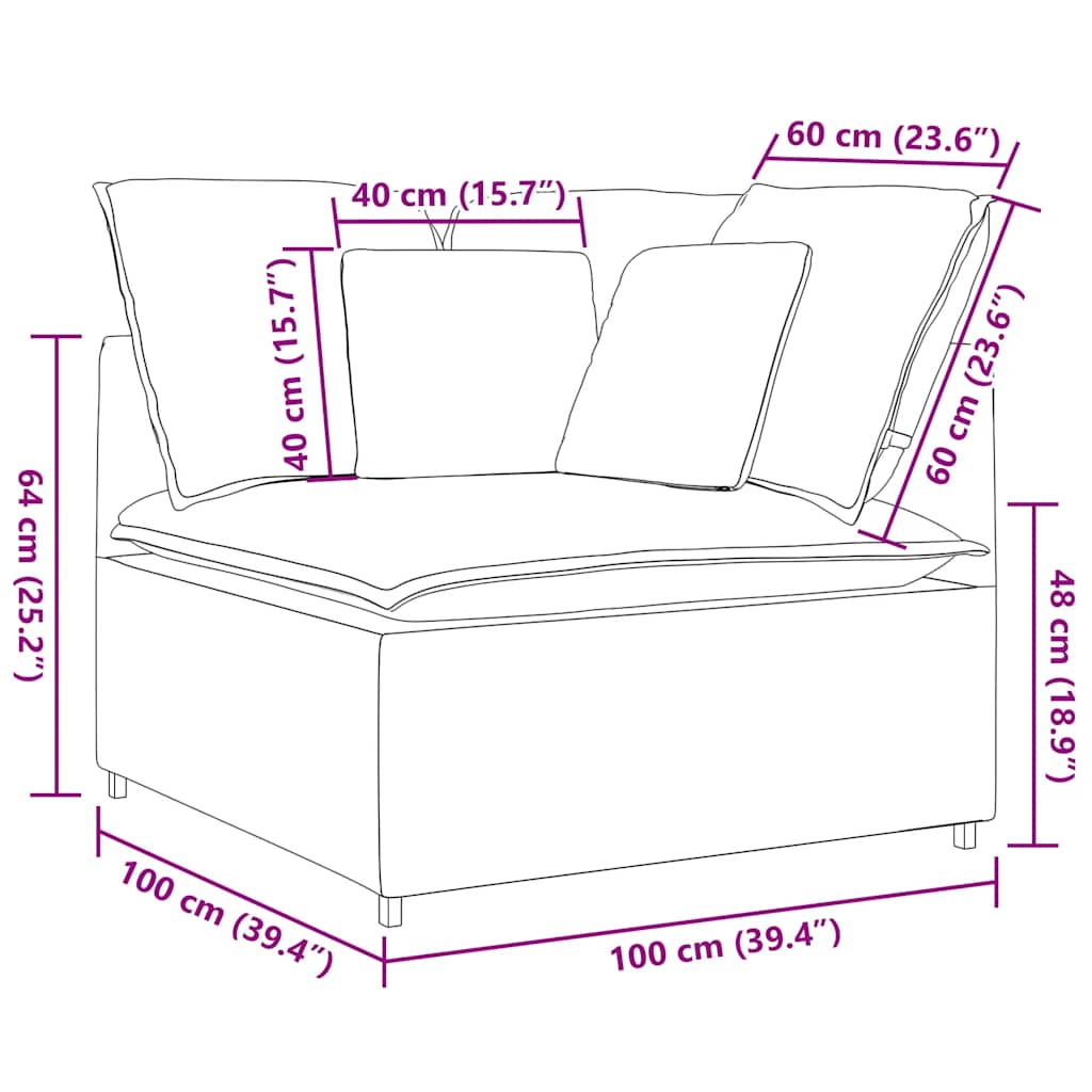 modulsofa hjørnemodul med hynder 100 cm mørkegrøn