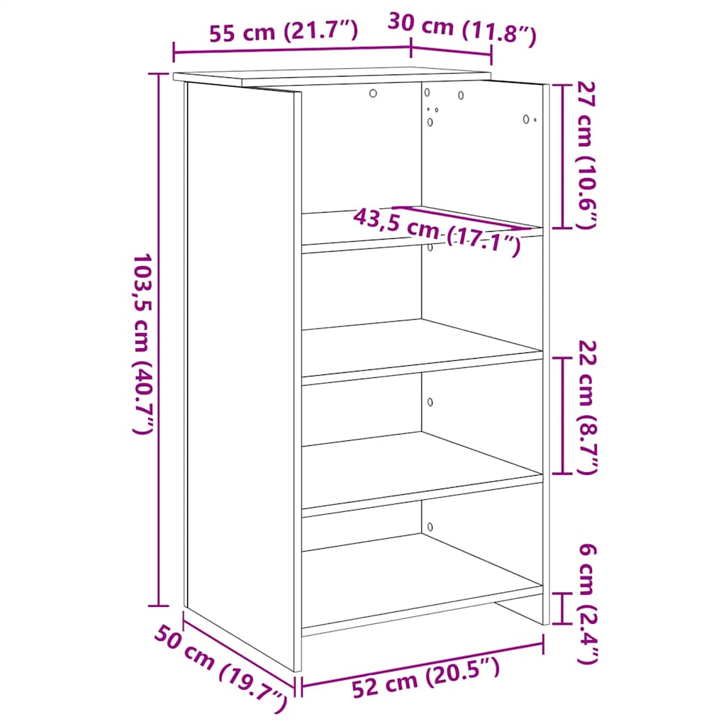 receptionsdisk hvid 55x50x103,5 cm konstrueret træ