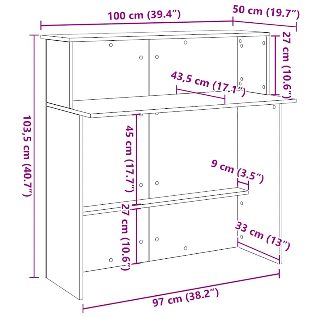 receptionsskranke 100x50x103,5 cm konstrueret træ sort