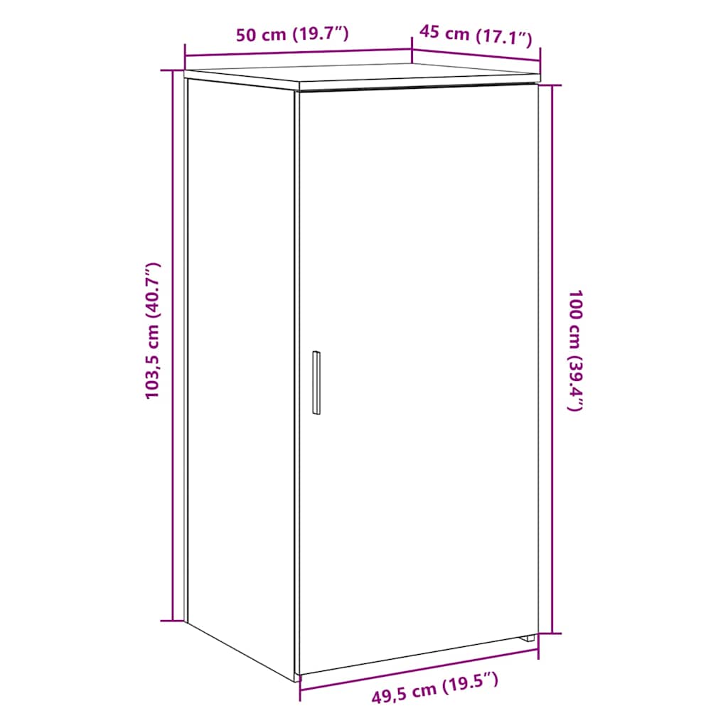 opbevaringsskab 50x45x103,5 cm konstrueret træ kunsteg
