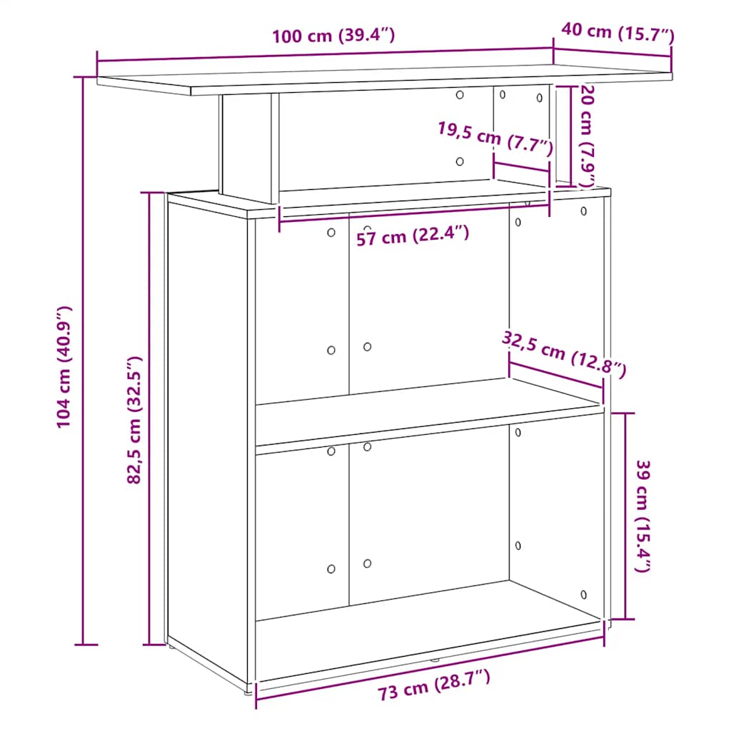 receptionsdisk Sonoma eg 100x40x104 cm konstrueret træ