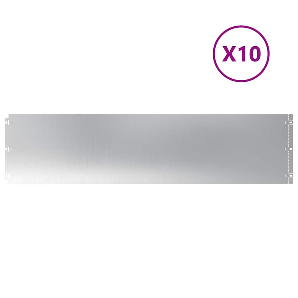 Plænekant 10 stk. 25 x 103 cm Galvaniseret stål Sølv