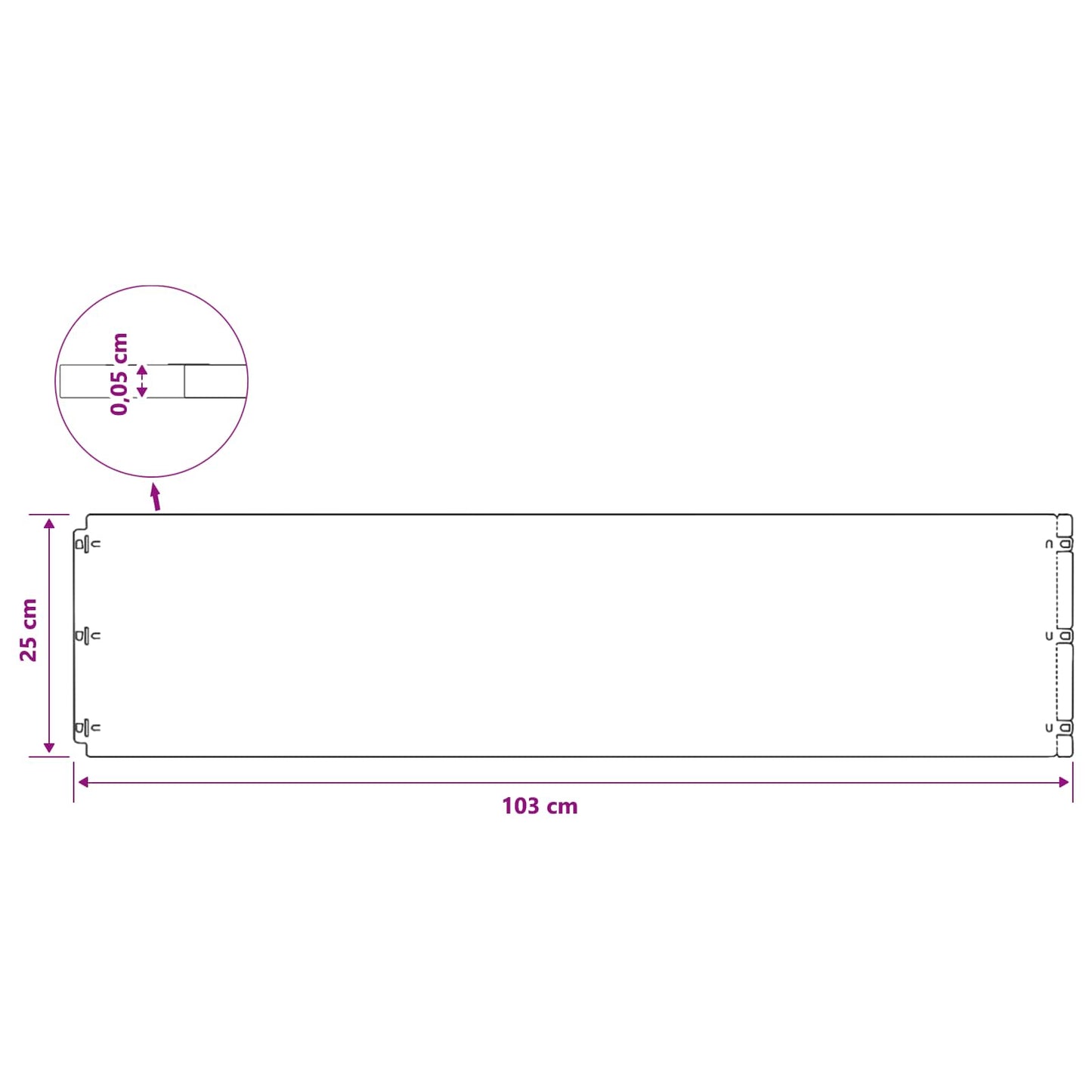 Plænekant 20 stk. 25 x 103 cm Koldvalset stål Sort