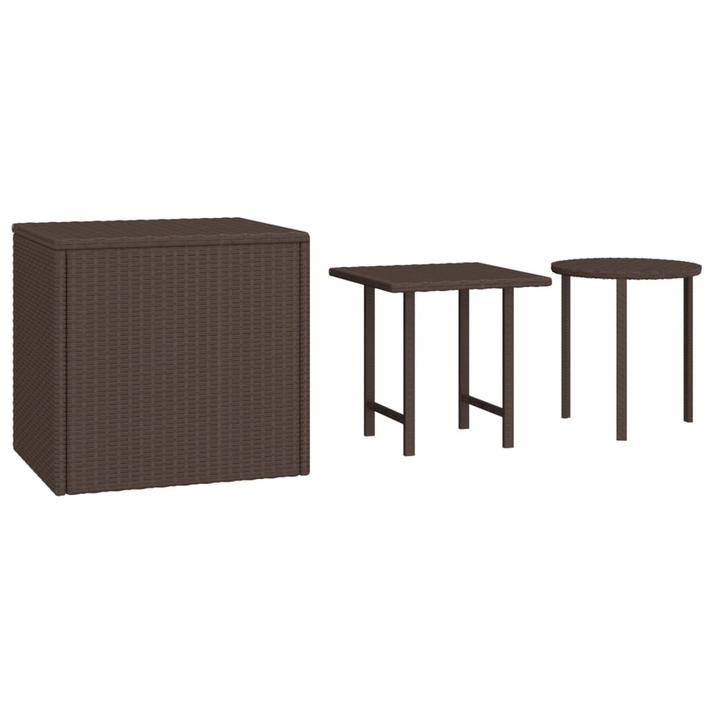 sideborde 3 stk. til haven polyrattan brun