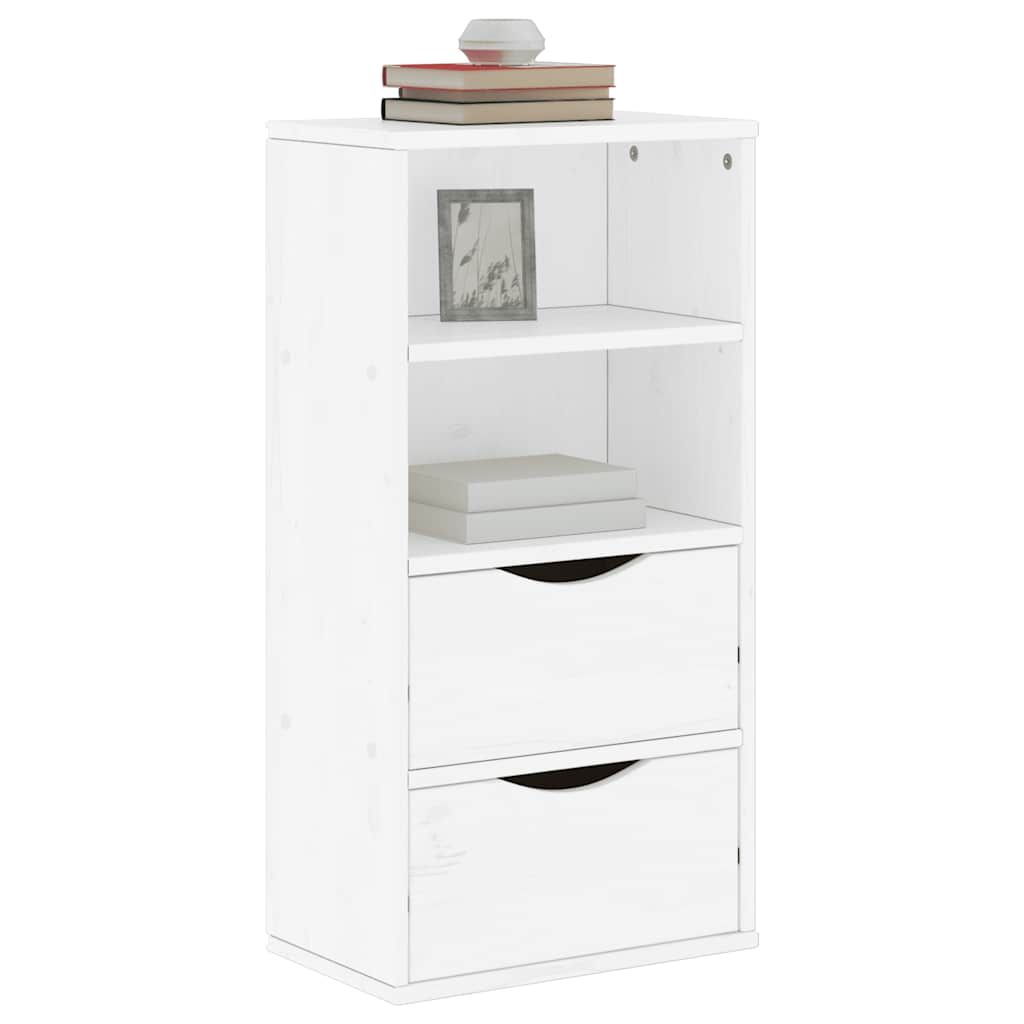 sideskab ODDA med skuffer 40x24x79 cm massivt fyrretræ hvid