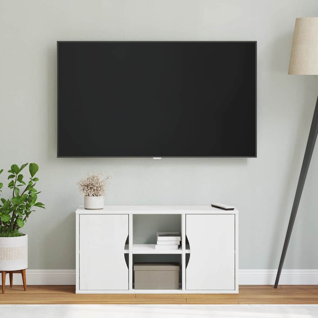 TV-skab ODDA 79x24x40 cm massivt fyrretræ hvid
