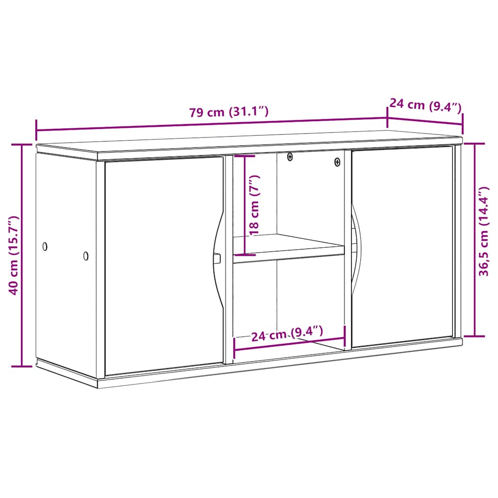 TV-skab ODDA 79x24x40 cm massivt fyrretræ hvid