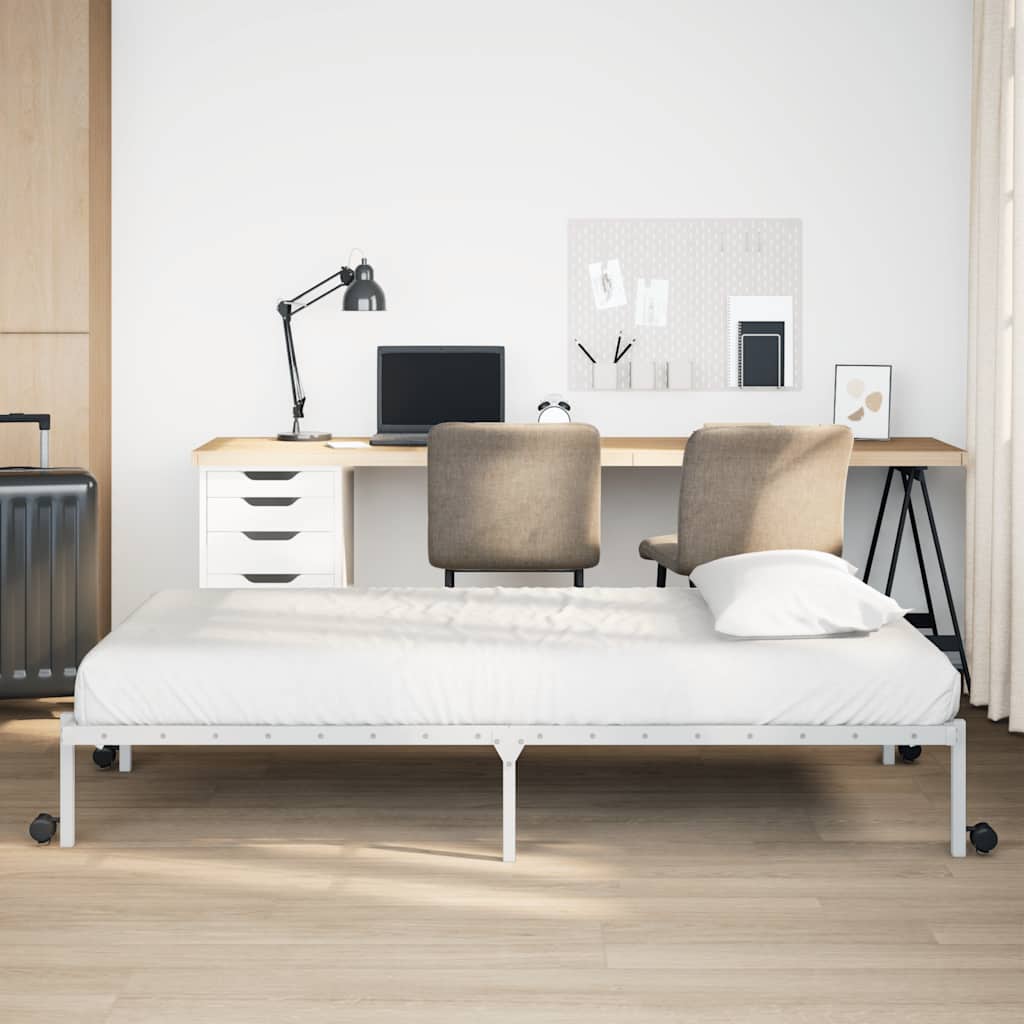 sengeramme uden madras foldbare 75x190 cm stål hvid
