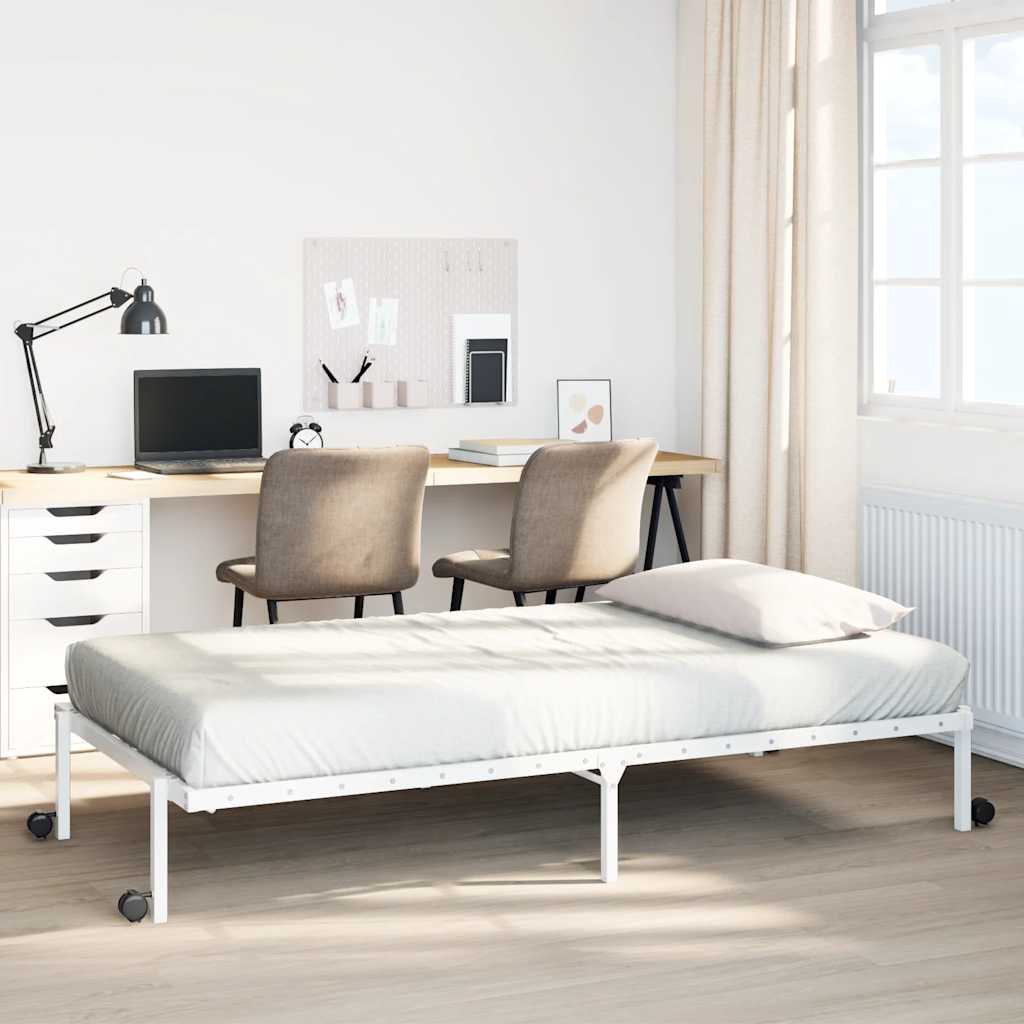 sengeramme uden madras foldbare 100x190 cm stål hvid