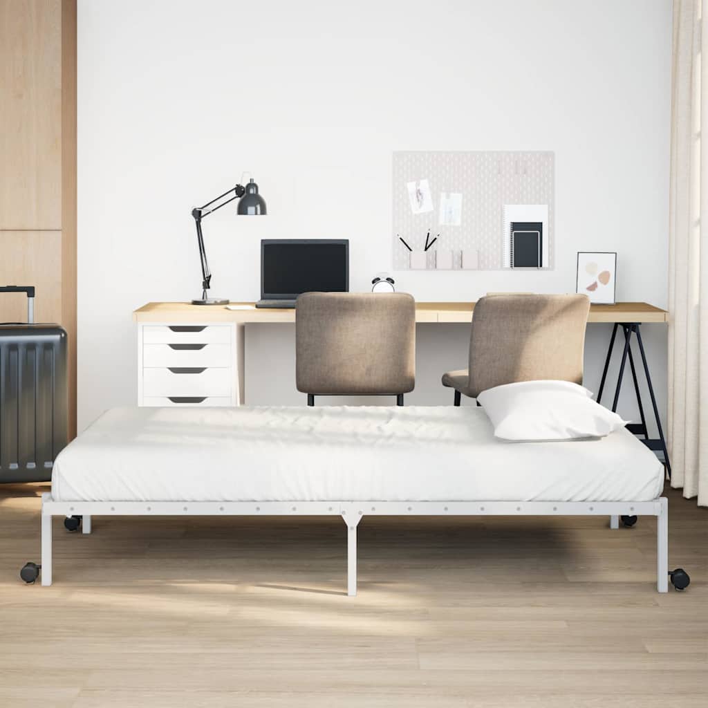 sengeramme uden madras foldbare 107x203 cm stål hvid