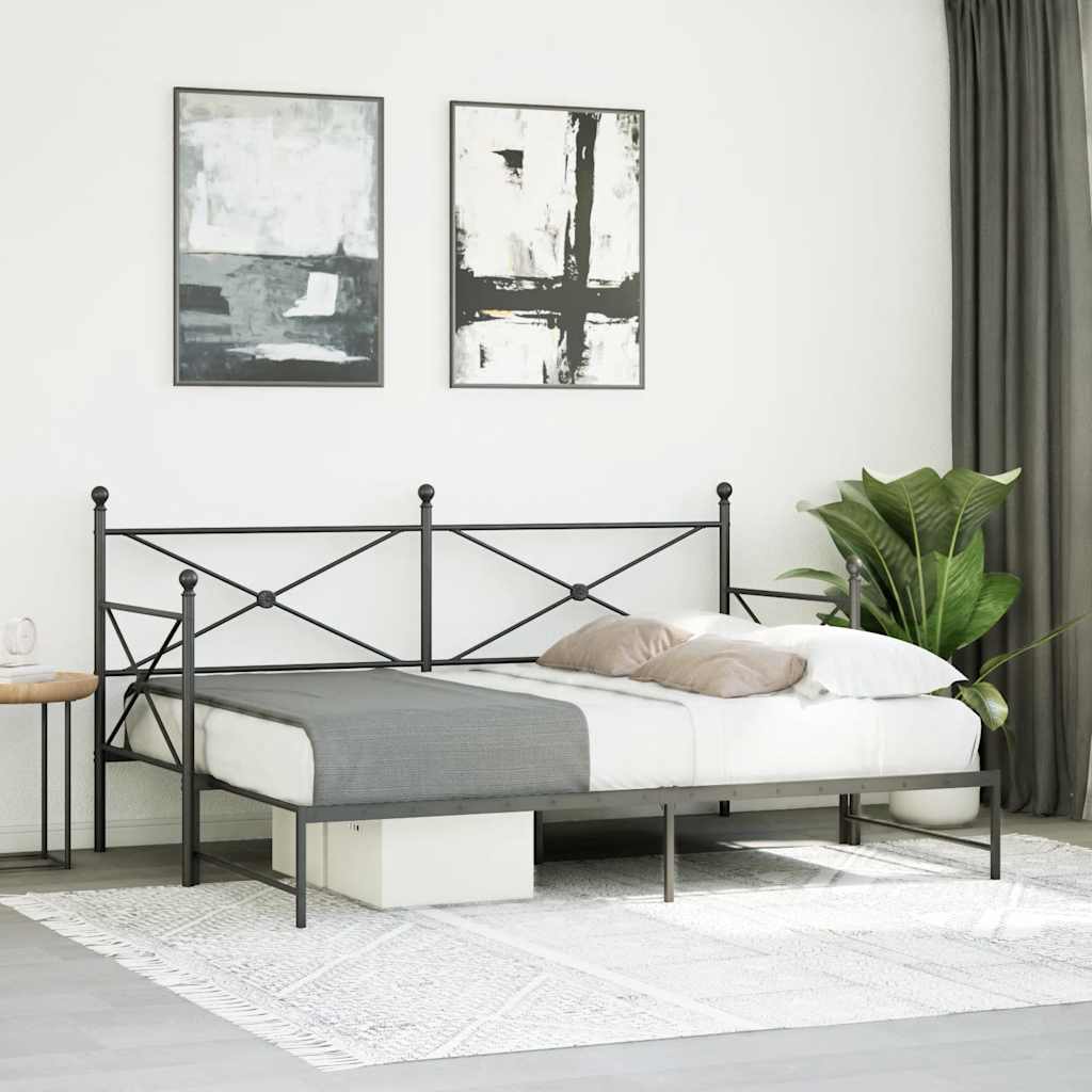 daybed med udtræk uden madras 75x190 cm stål sort