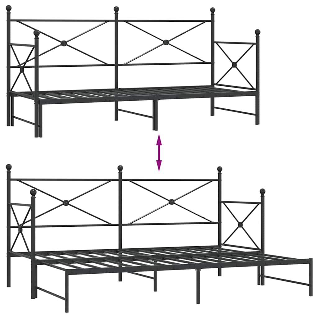 daybed med udtræk uden madras 75x190 cm stål sort