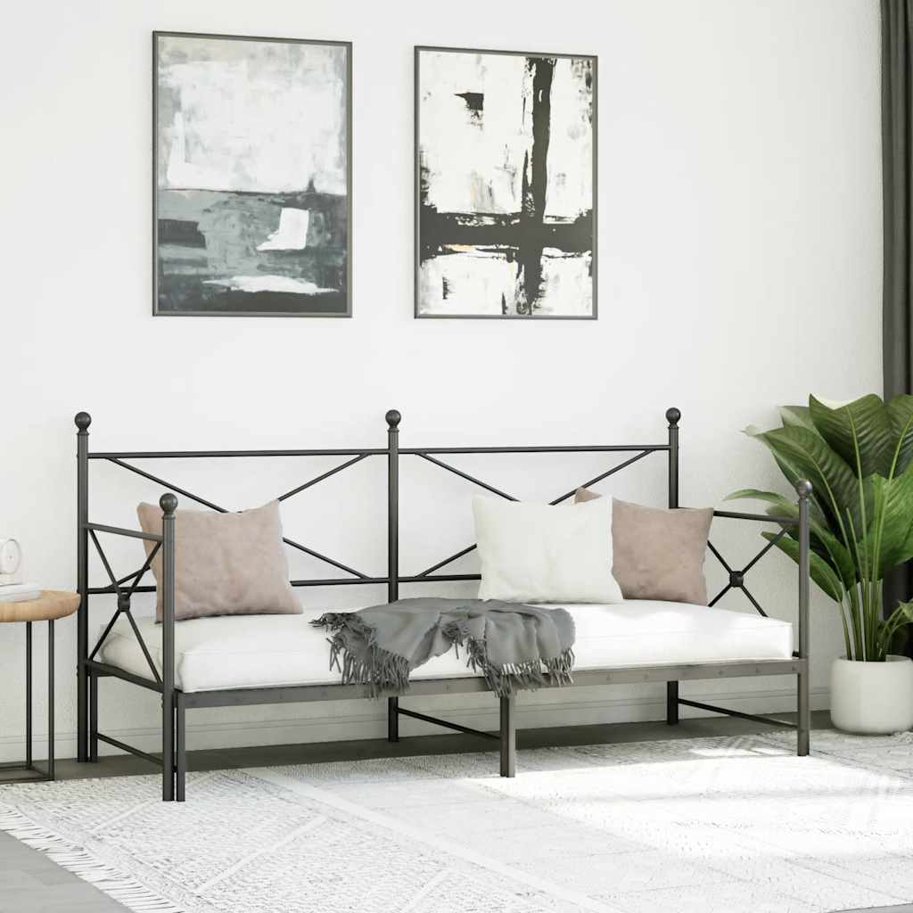 daybed med udtræk uden madras 90x200 cm stål sort