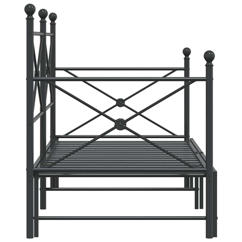 daybed med udtræk uden madras 90x200 cm stål sort