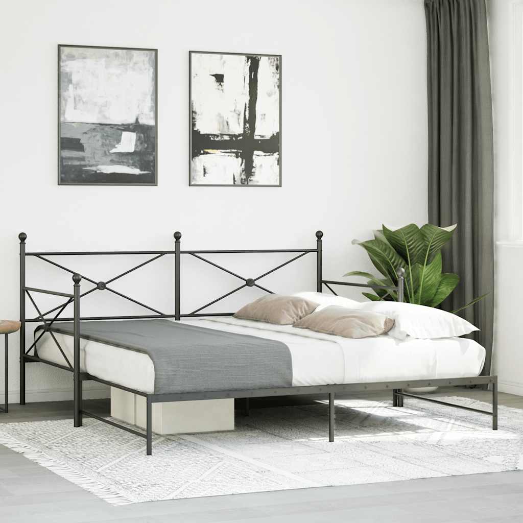 daybed med udtræk uden madras 100x200 cm stål sort