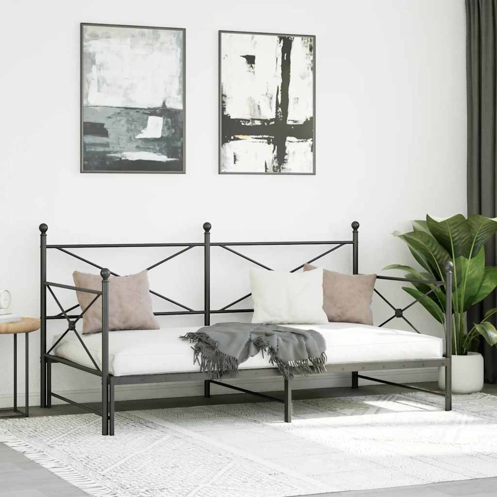 daybed med udtræk uden madras 100x200 cm stål sort