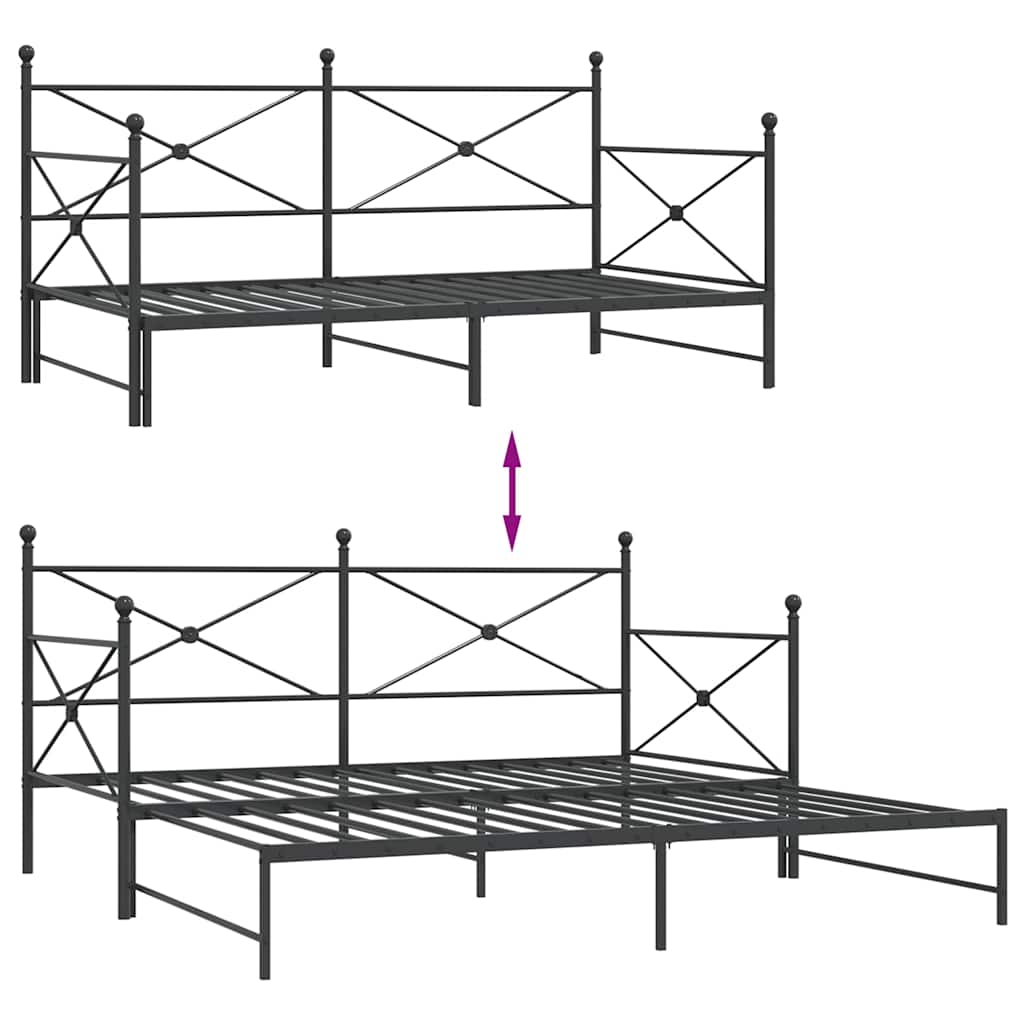 daybed med udtræk uden madras 100x200 cm stål sort
