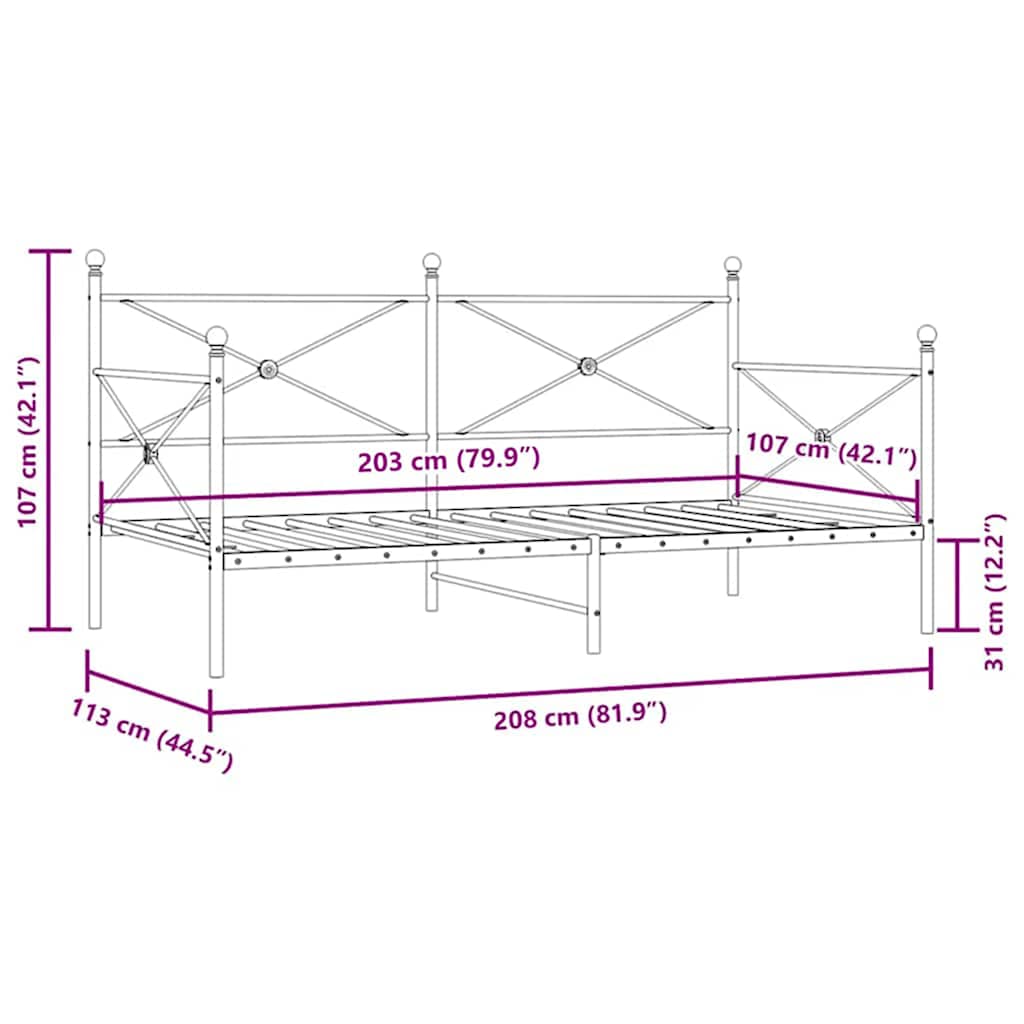 daybed uden madras 107x203 cm stål hvid