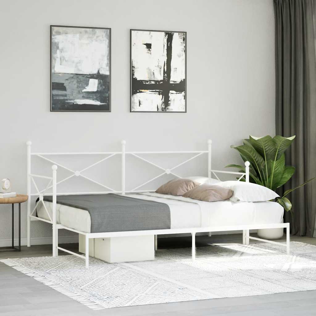 daybed med udtræk uden madras 75x190 cm stål hvid