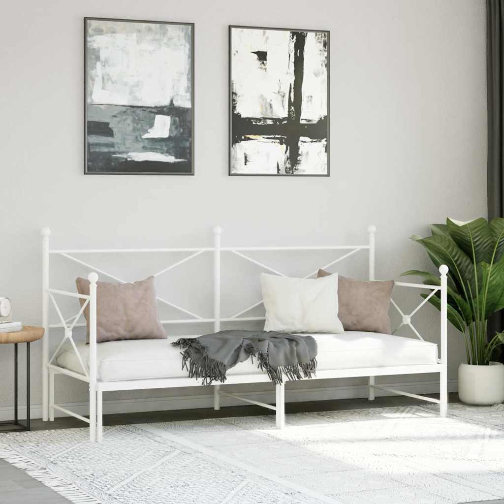 daybed med udtræk uden madras 75x190 cm stål hvid