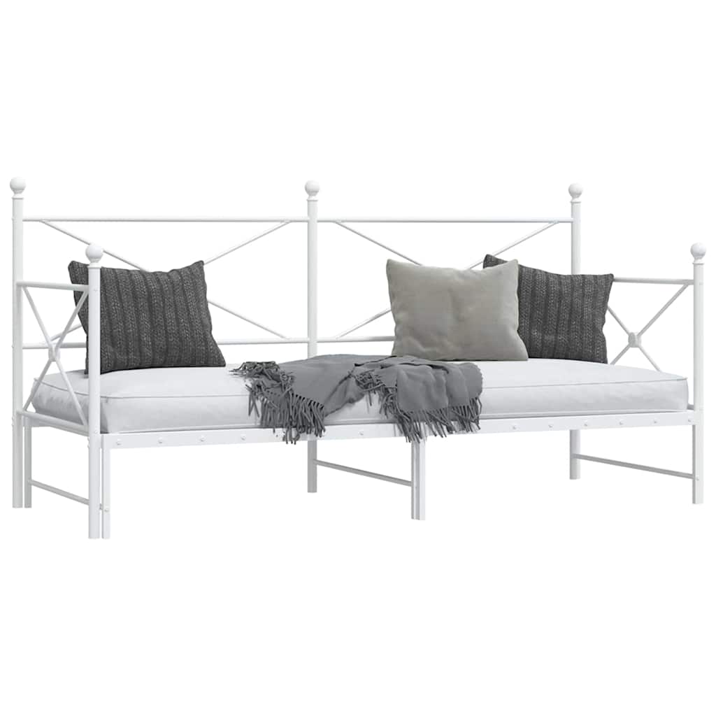 daybed med udtræk uden madras 75x190 cm stål hvid