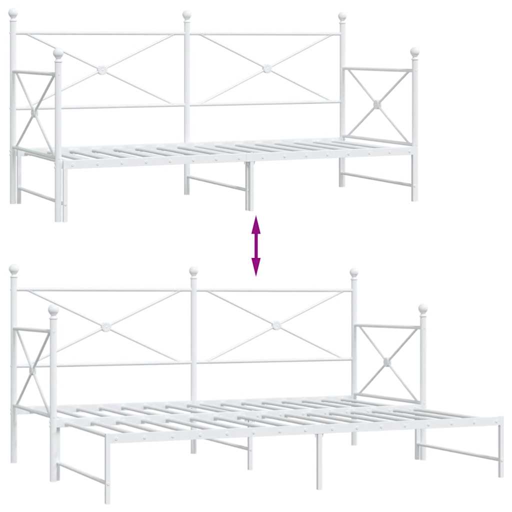 daybed med udtræk uden madras 75x190 cm stål hvid