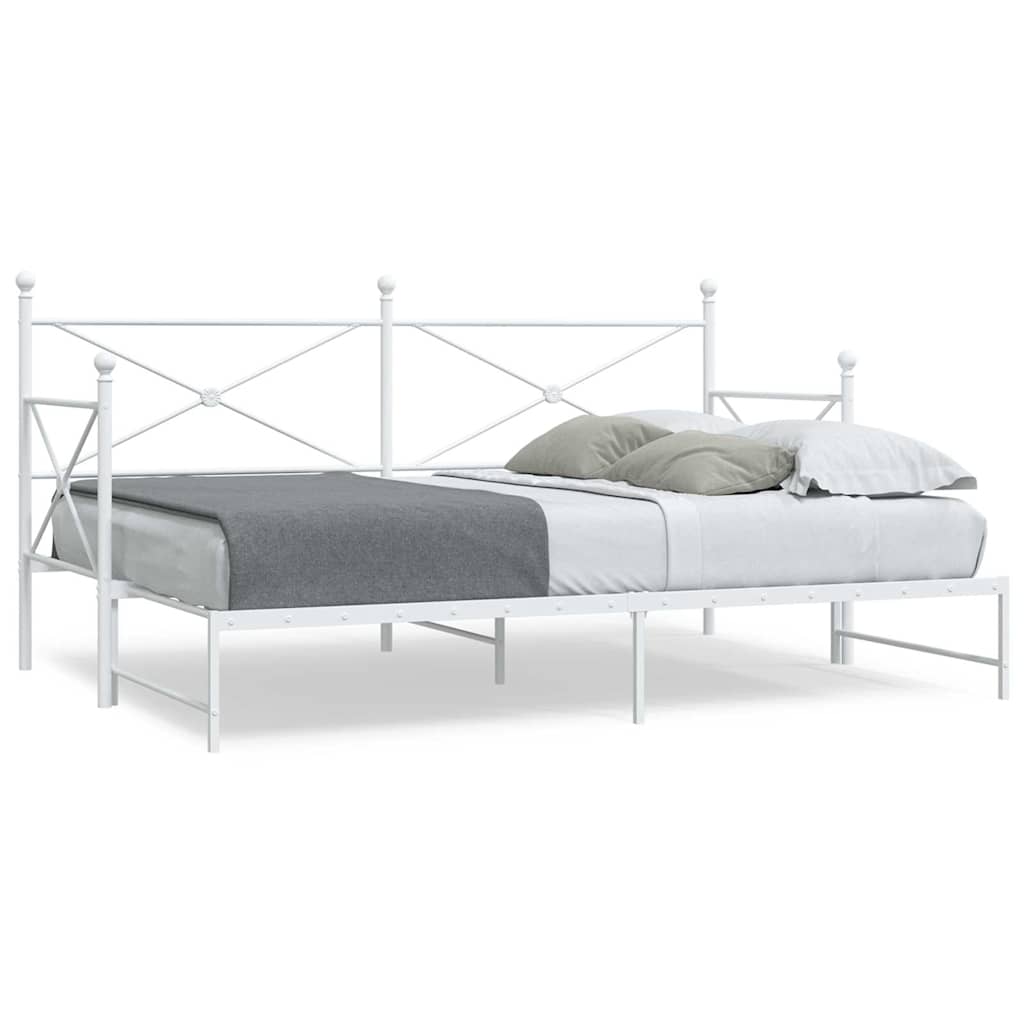 daybed med udtræk uden madras 75x190 cm stål hvid