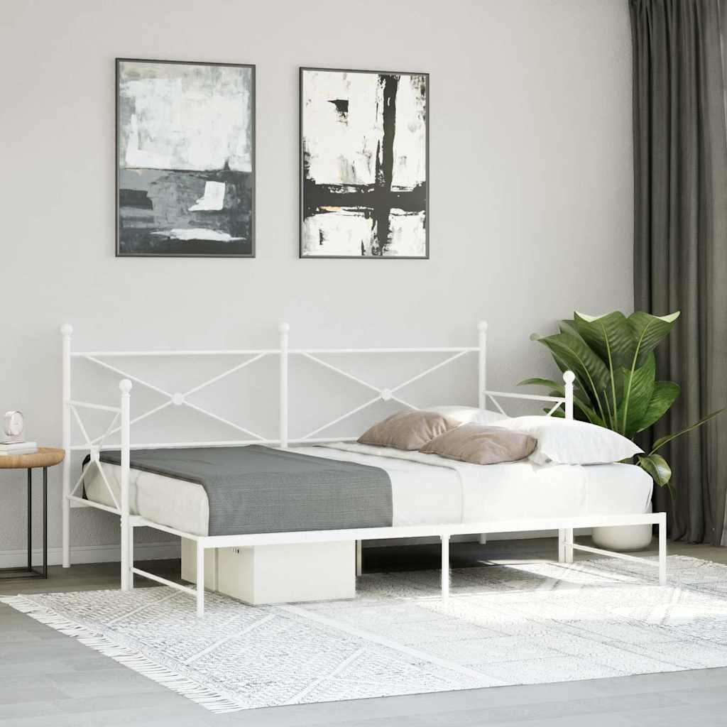 daybed med udtræk uden madras 80x200 cm stål hvid