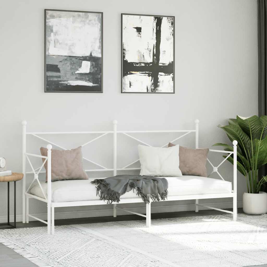 daybed med udtræk uden madras 80x200 cm stål hvid