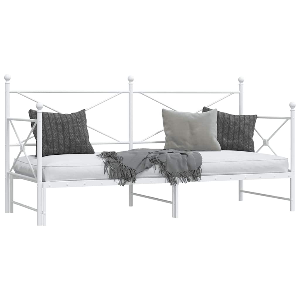 daybed med udtræk uden madras 80x200 cm stål hvid