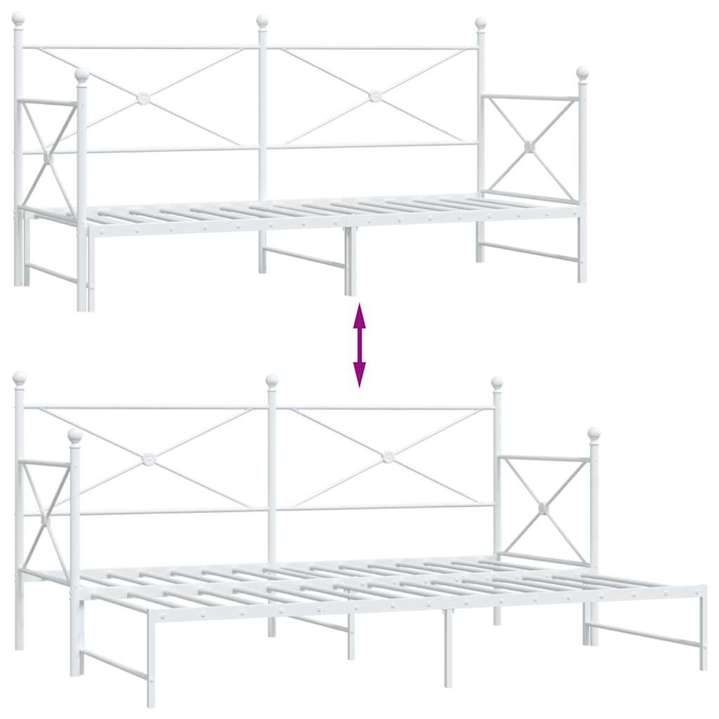 daybed med udtræk uden madras 80x200 cm stål hvid