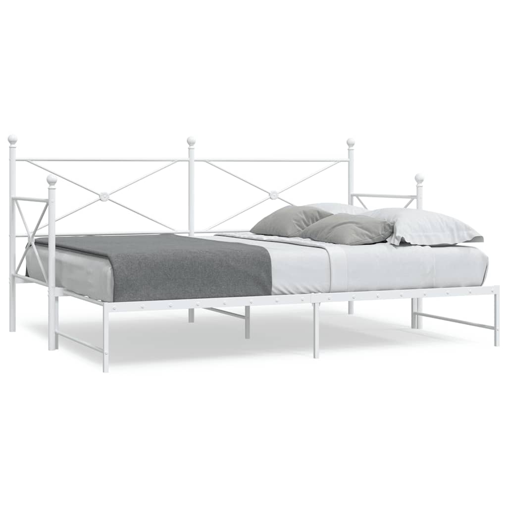 daybed med udtræk uden madras 80x200 cm stål hvid