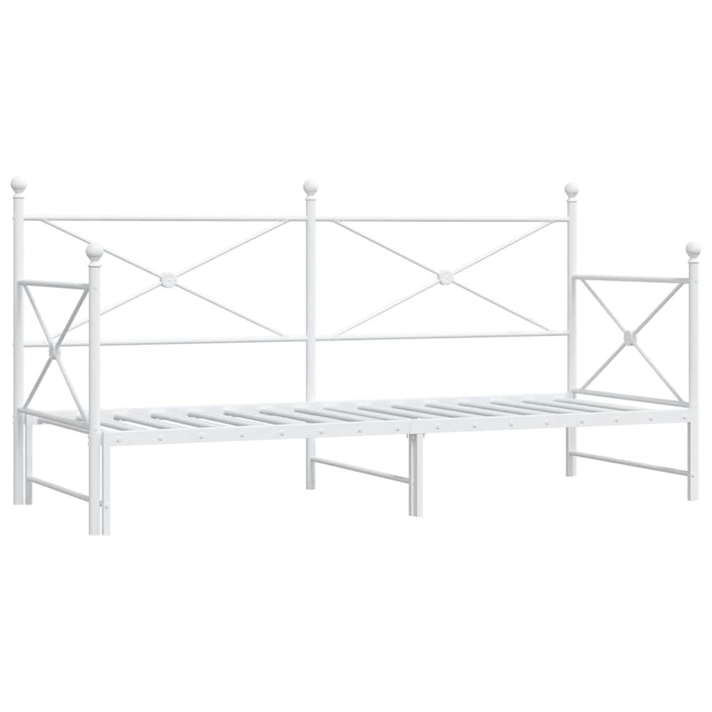 daybed med udtræk uden madras 90x200 cm stål hvid