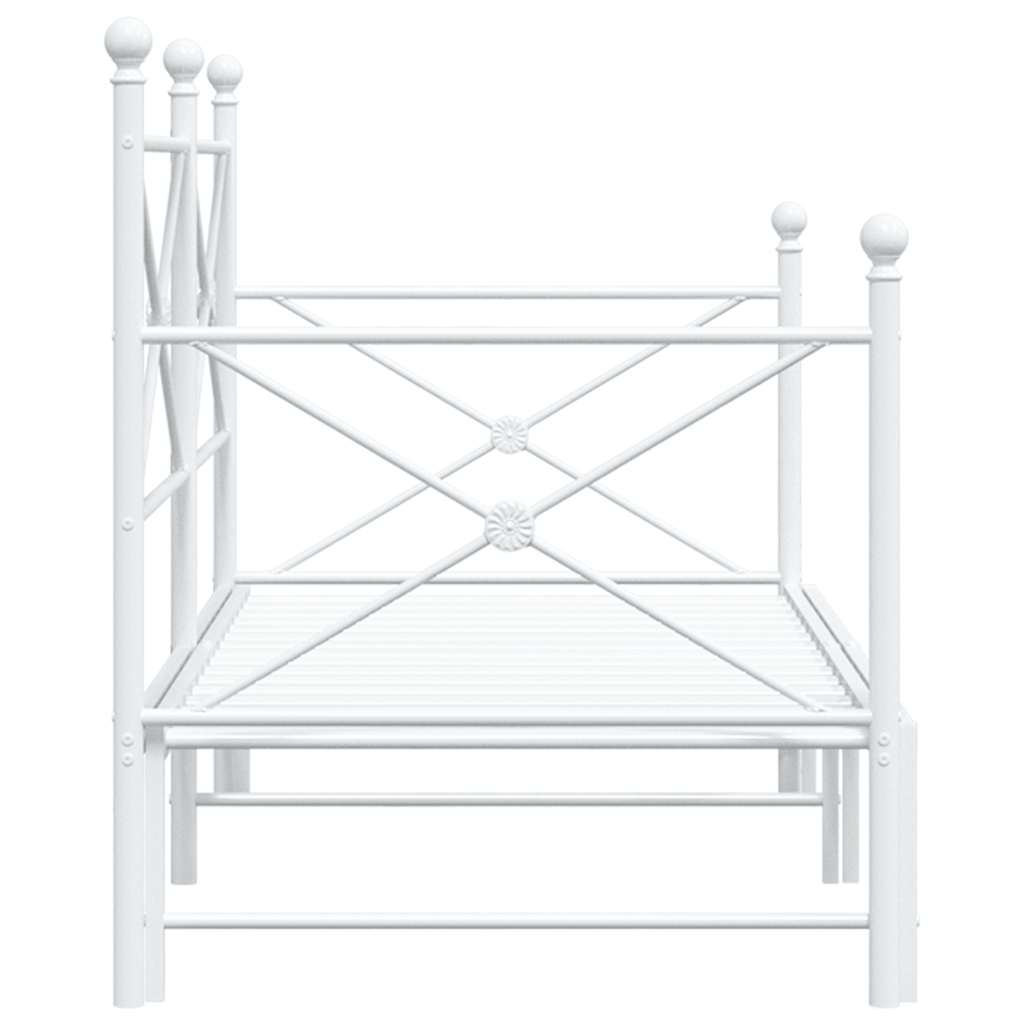 daybed med udtræk uden madras 90x200 cm stål hvid