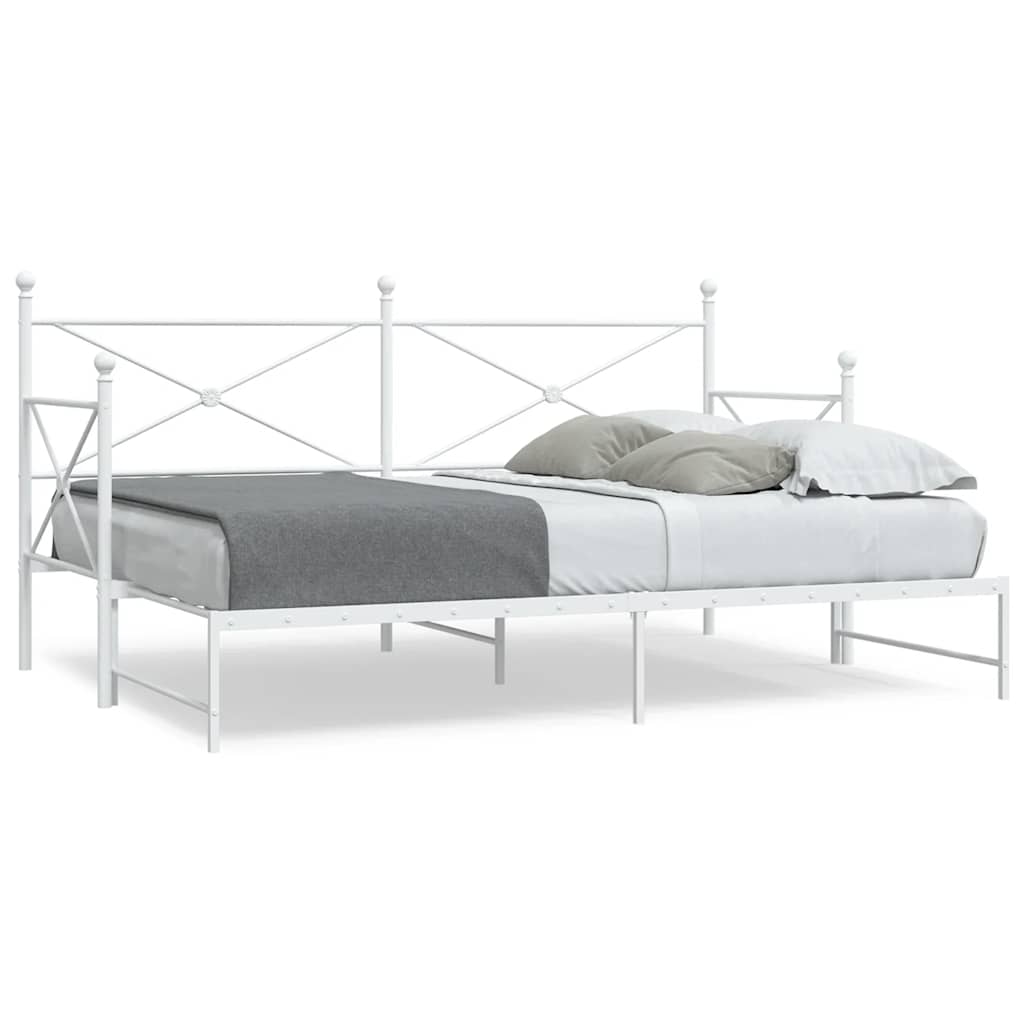 daybed med udtræk uden madras 90x200 cm stål hvid