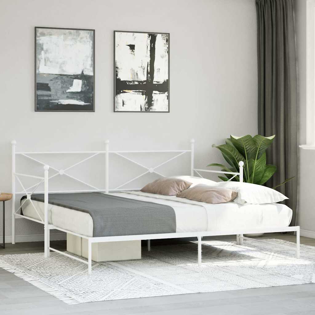 daybed med udtræk uden madras 100x190 cm stål hvid
