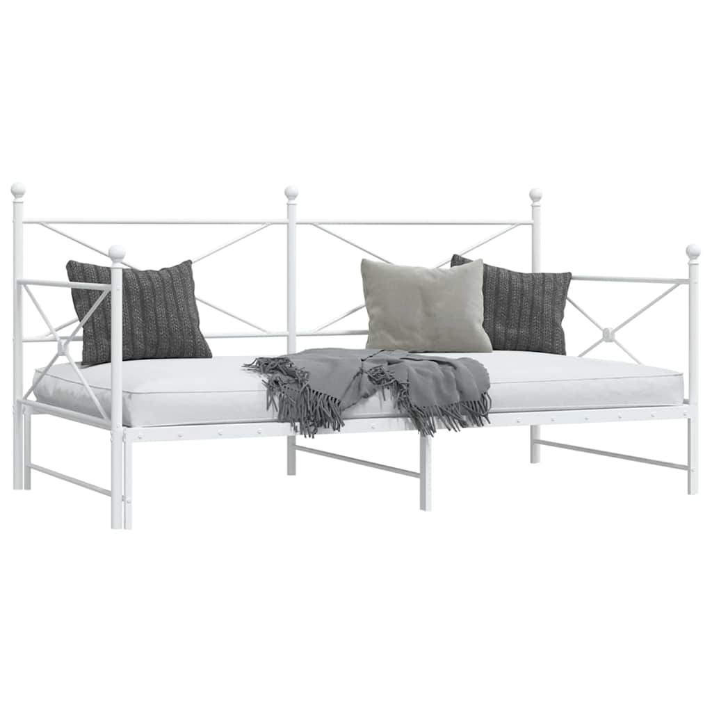 daybed med udtræk uden madras 100x190 cm stål hvid