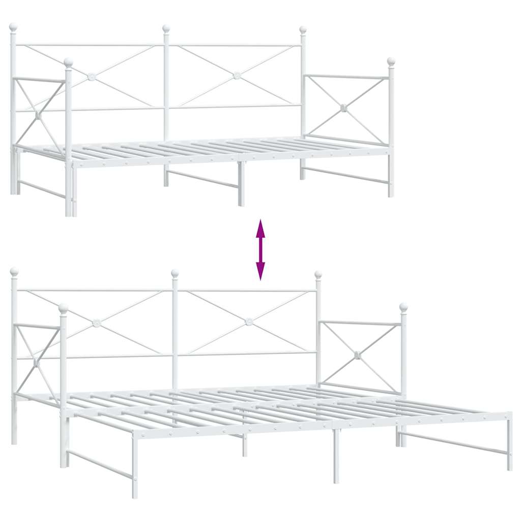 daybed med udtræk uden madras 100x190 cm stål hvid